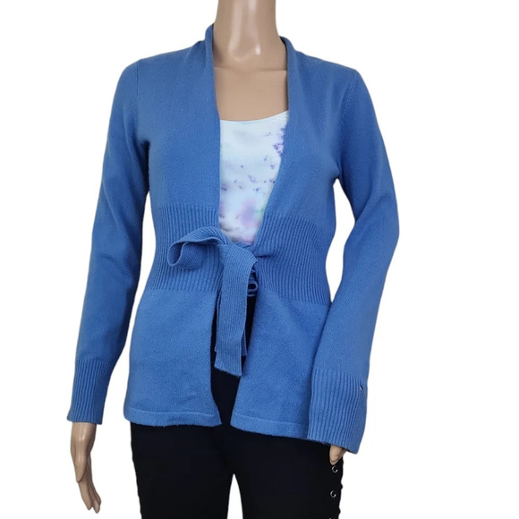 J. McLaughlin Reagan Cardigan Tie Sweater XS Cashmere Blue - Picture 3 of 7